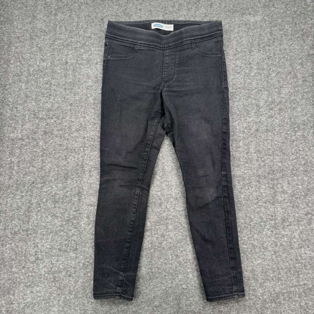 Old Navy Super Skinny Mid-Rise Jeggings Black Denim Pull On Pants Women 6 Petite